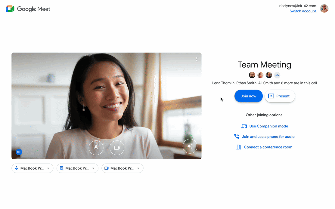 Google Workspace Updates: Use companion mode to check-in to a Google Meet  conference room, so everyone can know you by name